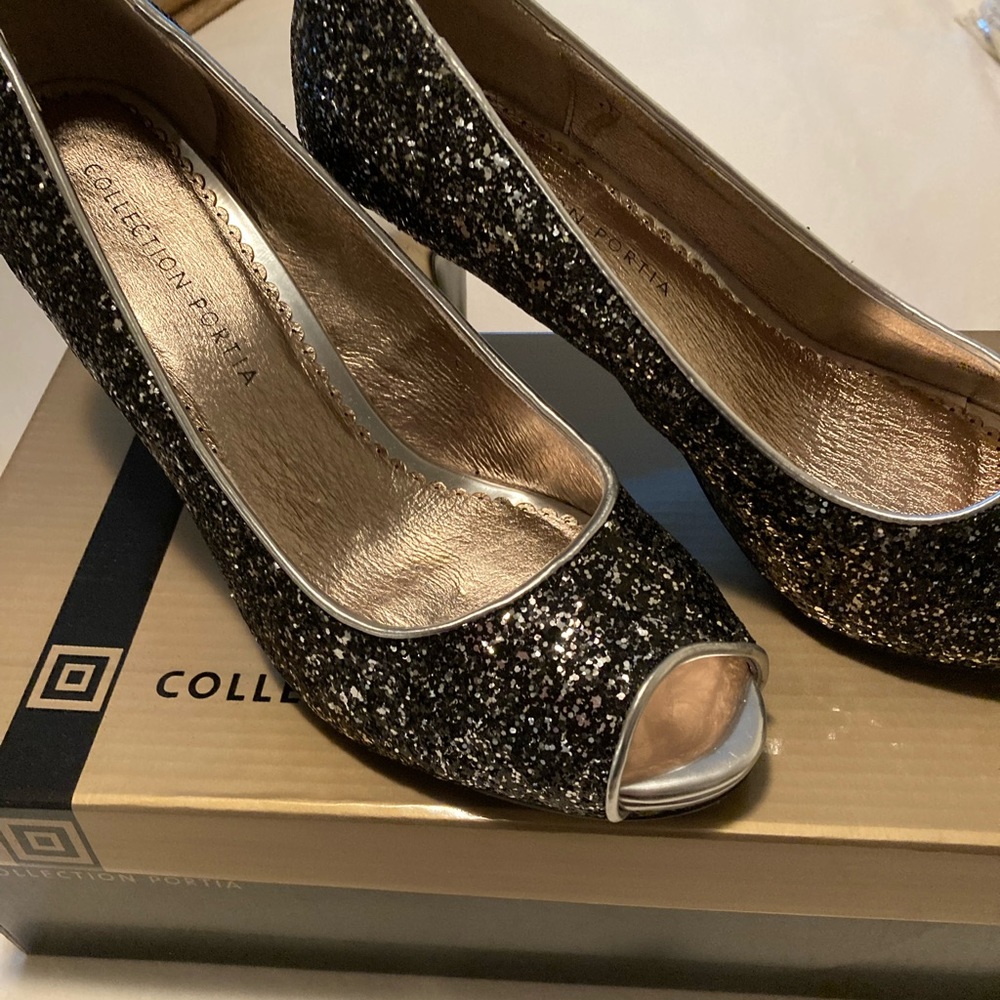 Black and Silver Peek Toe